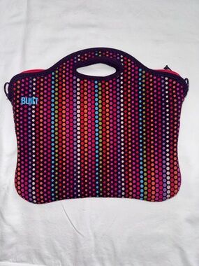 BUILT NY Neoprene Laptop Bag / Sleeve - Vibrant Polka Dot Microdot Pattern